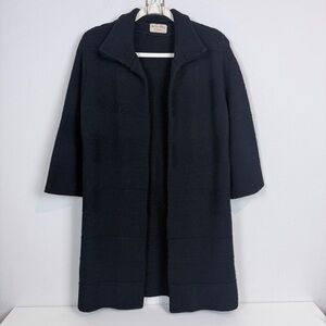 Vintage British Vogue Wintuk Black Open Front Sweater Coat M